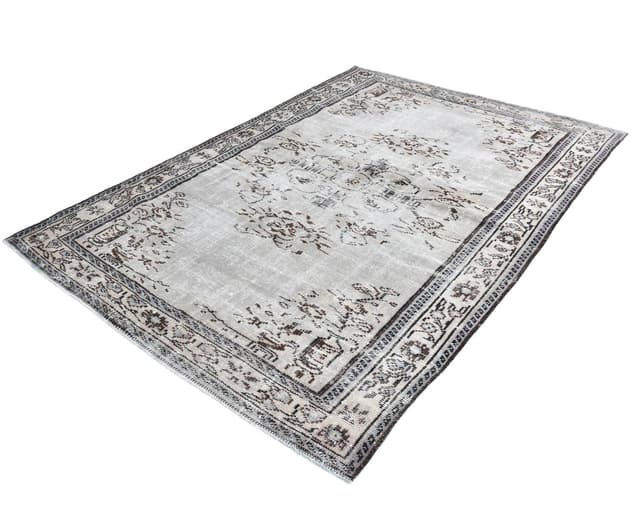 Dywan 235x166 cm, szary, wełna, Turcja, lata 70. - WYMIARY