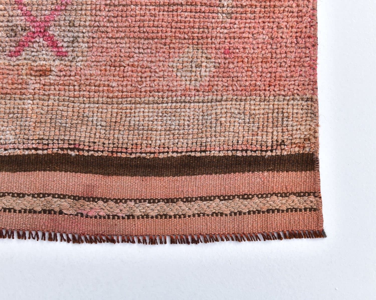 Chodnik 289x85 cm, czerwony, beżowy, wełna, lata 70. - 218135