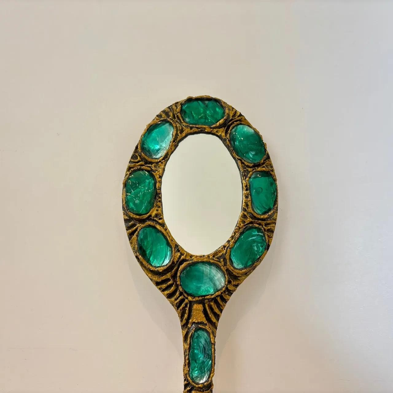Mirror, Murano glass, golden brass, Italy, 1960s. - 15729