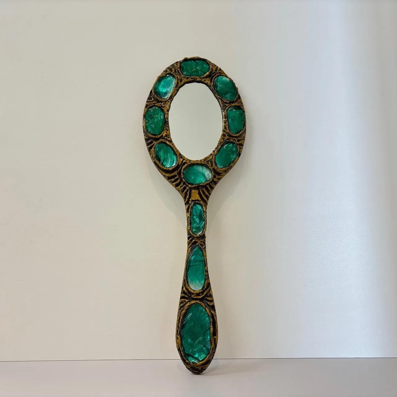 Mirror, Murano glass, golden brass, Italy, 1960s. - 15730