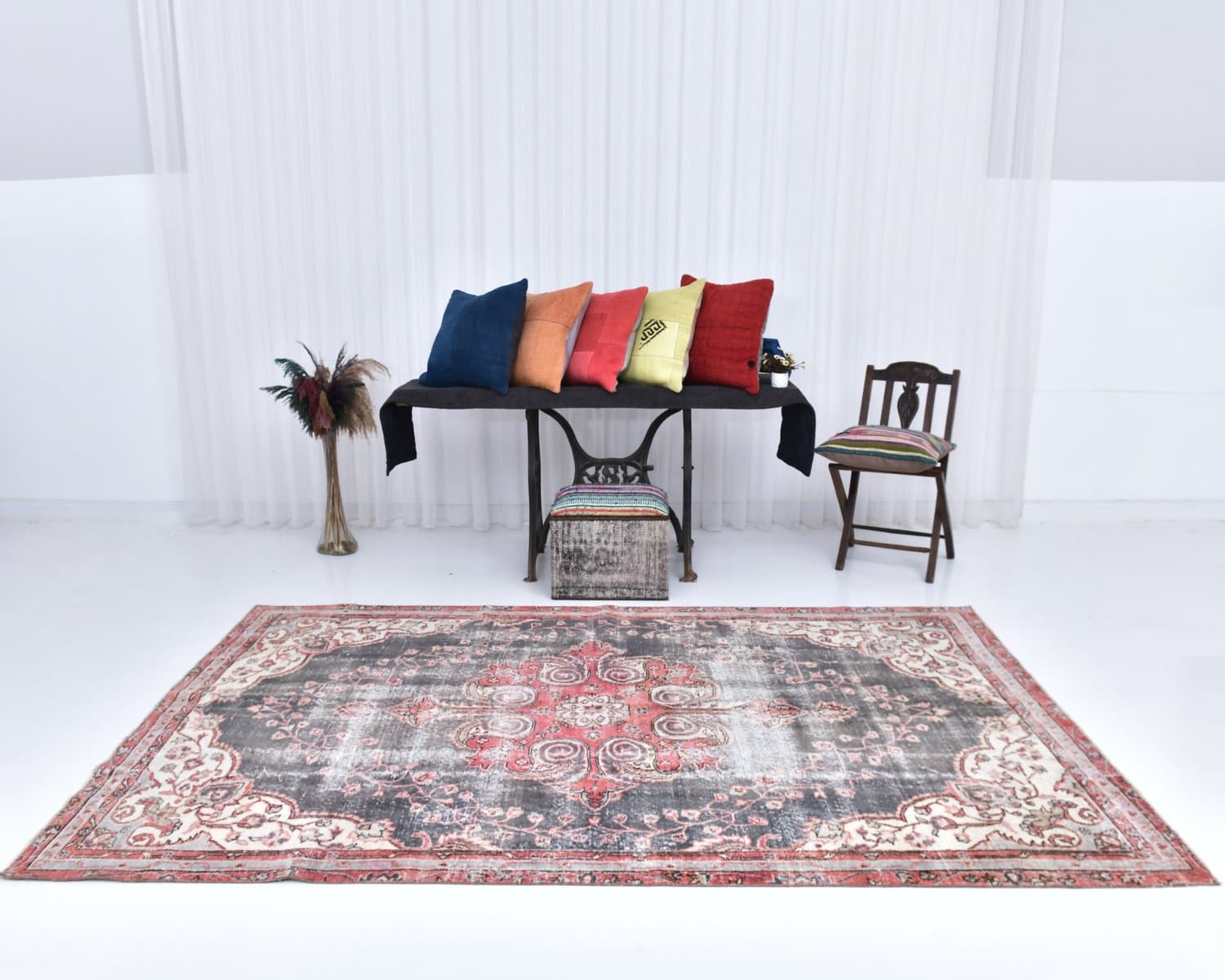 Dywan 173x279 cm, czerwony, wełna, Turcja, lata 70. - 218070