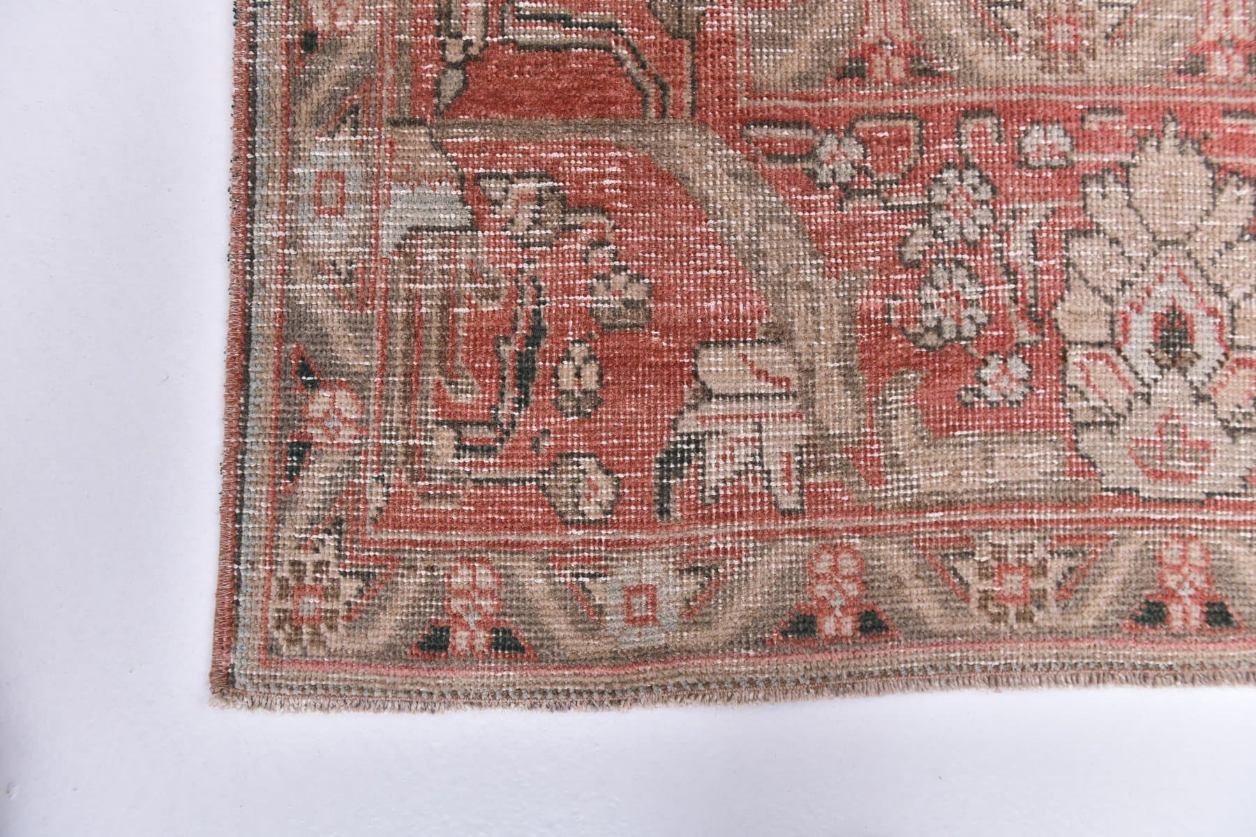 Dywan 383x294 cm, czerwony, beżowy, wełna, lata 60. - 218050