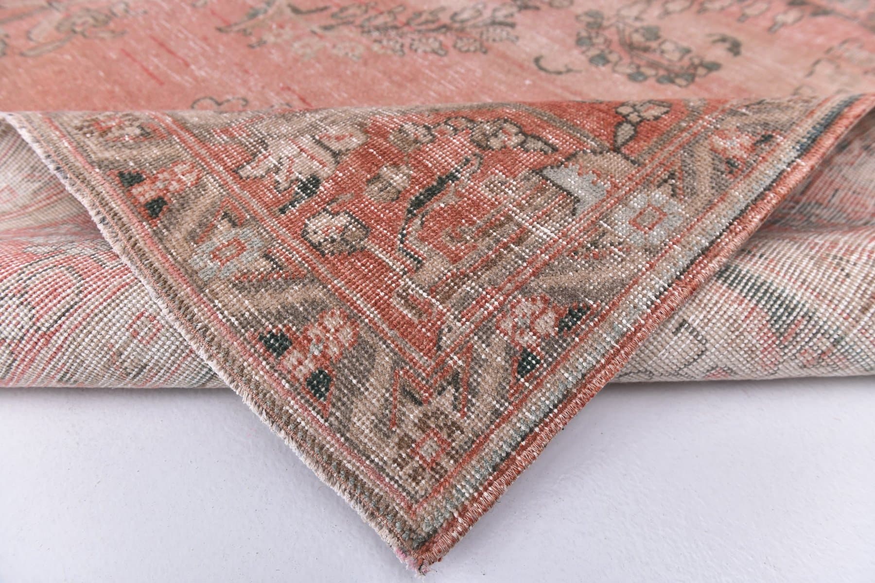 Dywan 383x294 cm, czerwony, beżowy, wełna, lata 60. - 218053