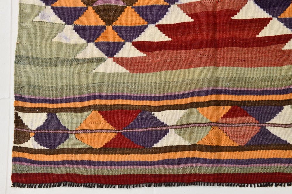 Kilim 285x114 cm, czerwony, wełna, lata 70. - 218039