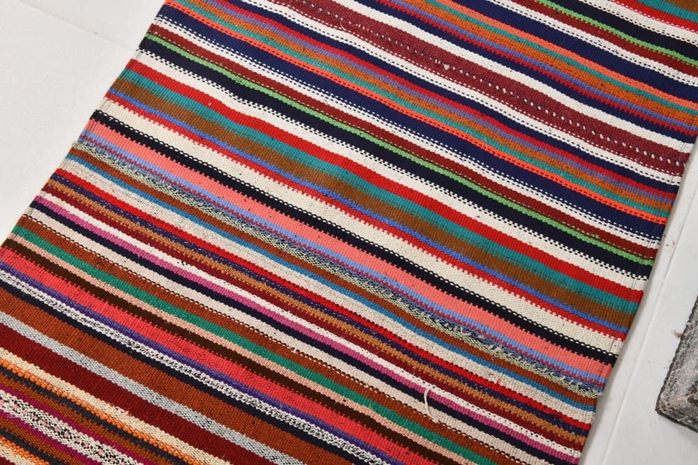 Chodnik 91x313 cm, czerwony, pomarańczowy, wełna, lata 70. - 218013