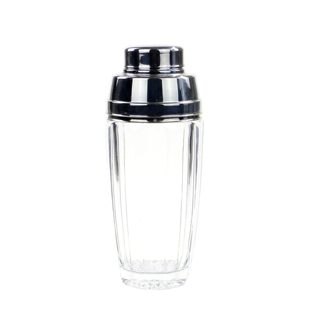 Cocktail shaker Art Deco, transparent crystal, nickel, WMF, Germany, 1950s - DIMENSION