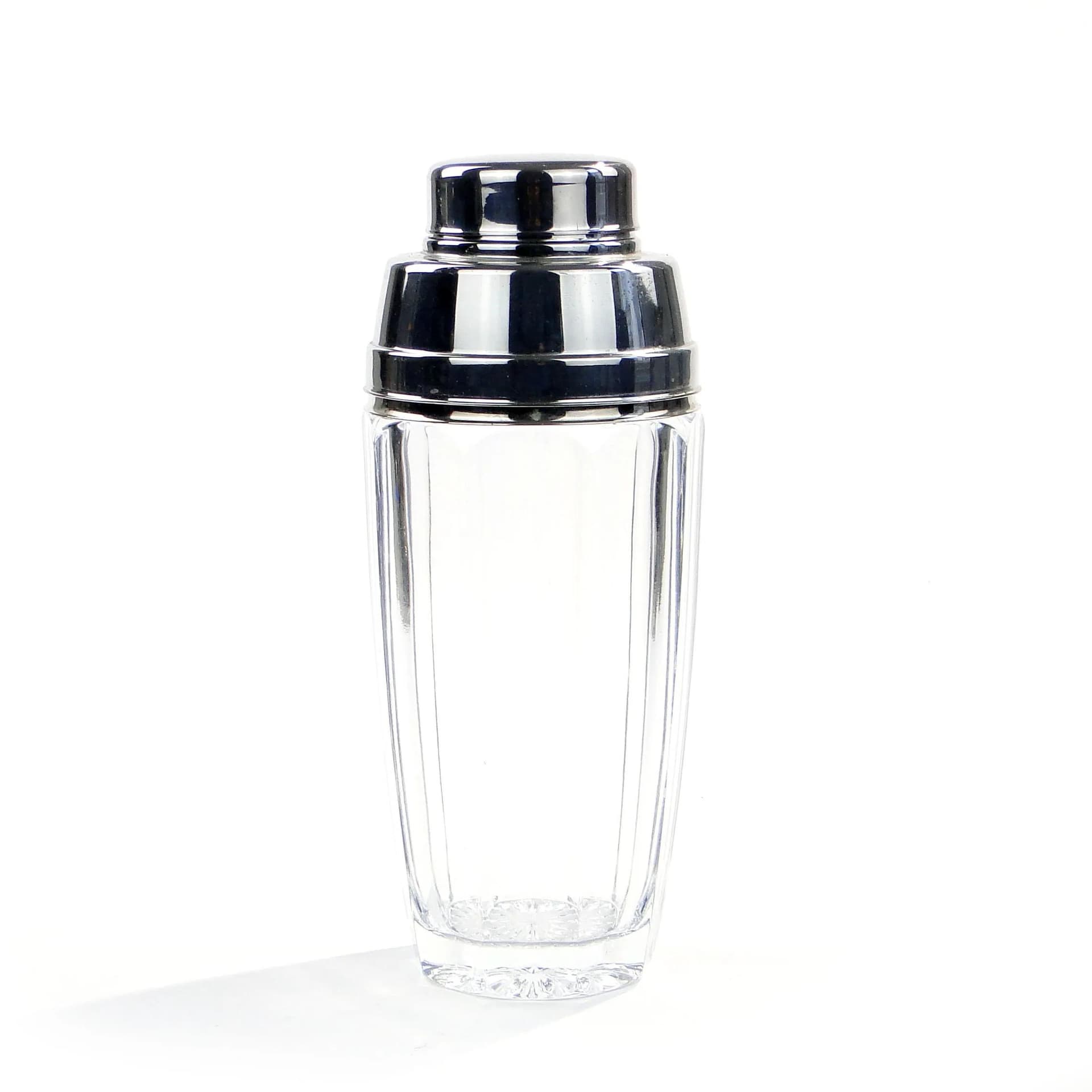 Cocktail shaker Art Deco, transparent crystal, nickel, WMF, Germany, 1950s - 15794