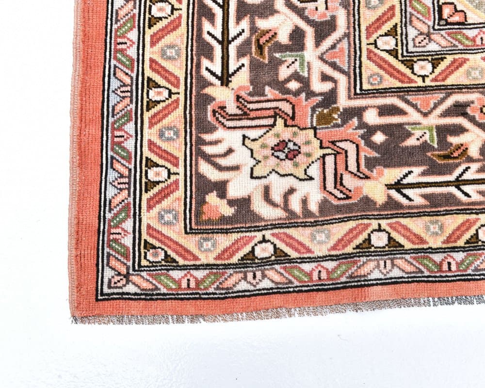 Dywan 386x290 cm, terakota, kremowy, wełna, lata 70. - 217957