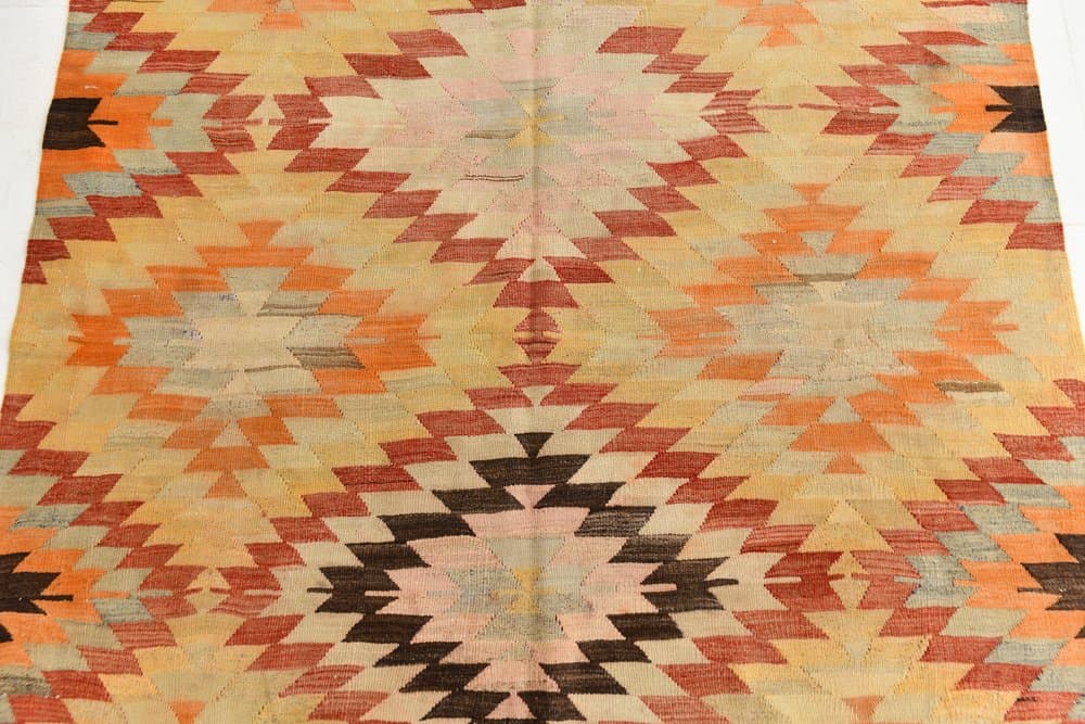 Kilim 156x217 cm, beżowy, brązowy, wełna, Turcja, lata 70. - 217917