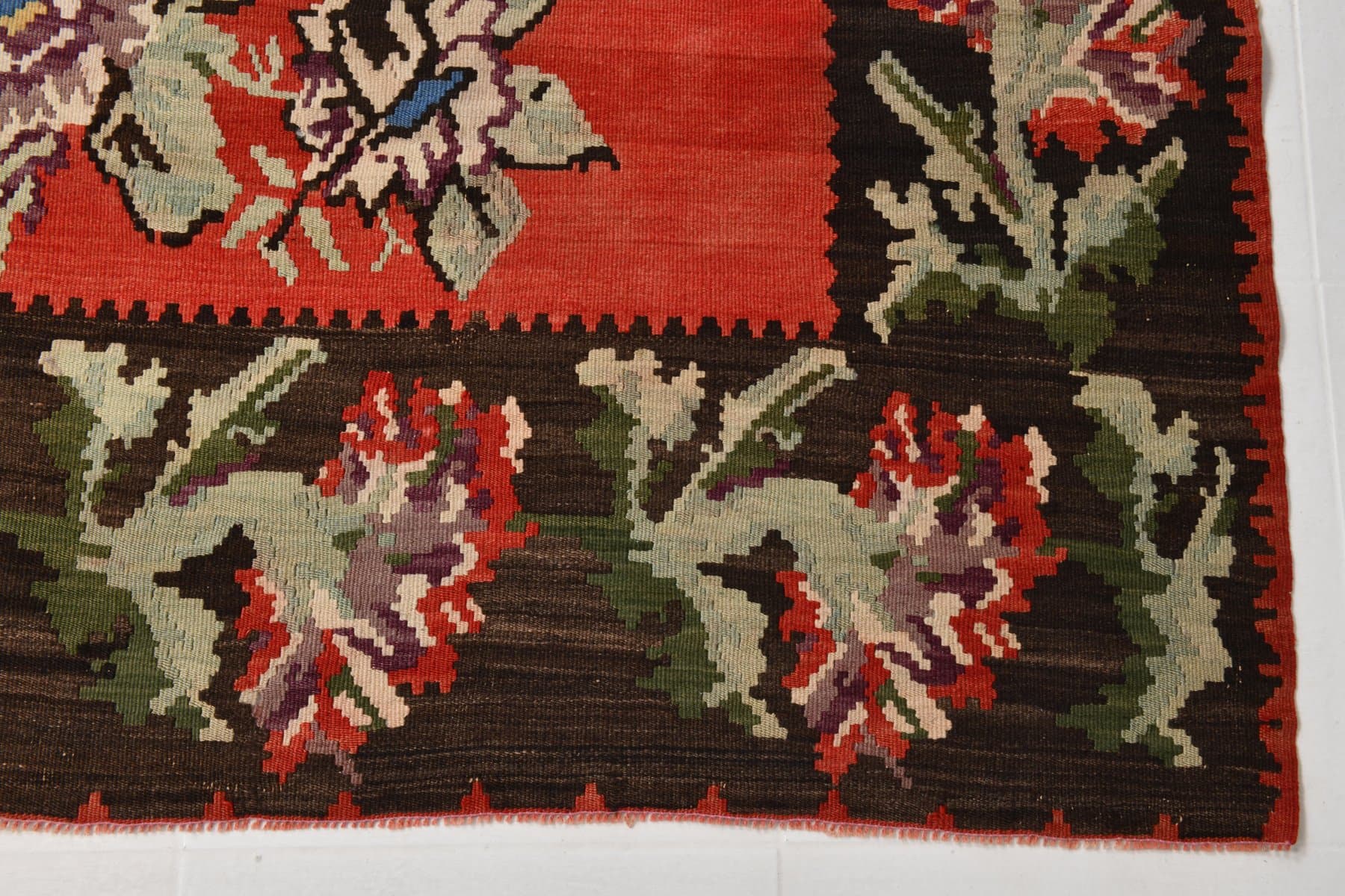 Kilim 334x244 cm, czerwony, wełna, Turcja, lata 70. - 217859