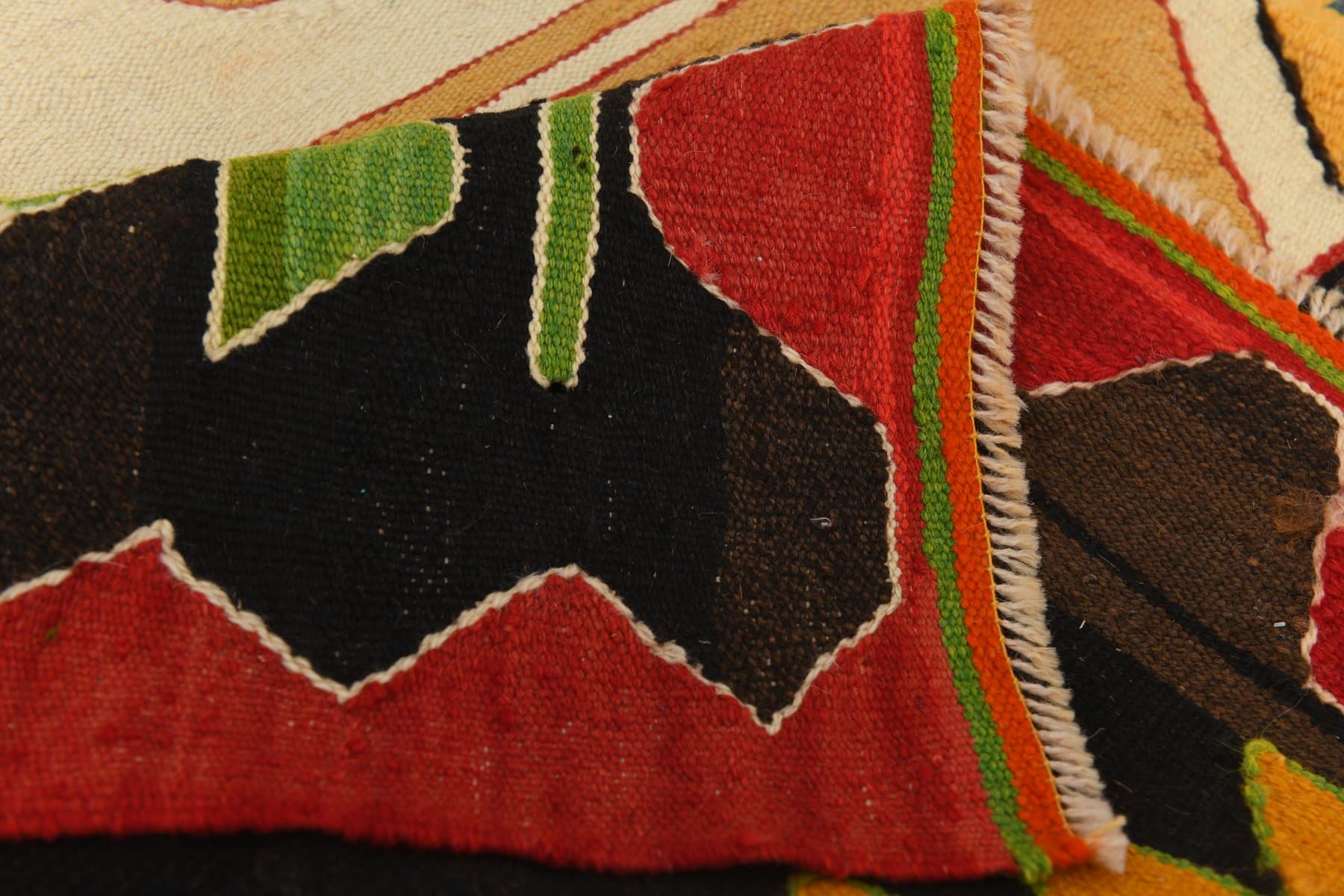 Kilim 420x340 cm, beżowy, brązowy, wełna, Turcja, lata 70. - 217841