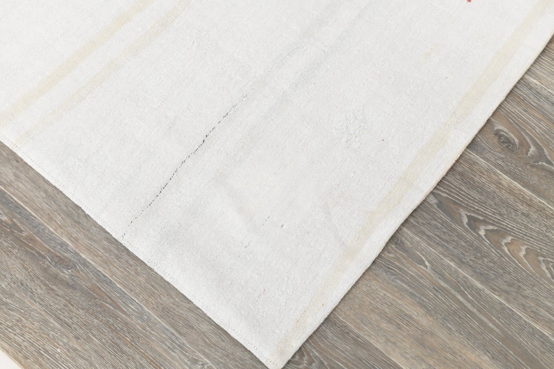 Kilim 395x312 cm, biały, konopie, lata 80. - 217835