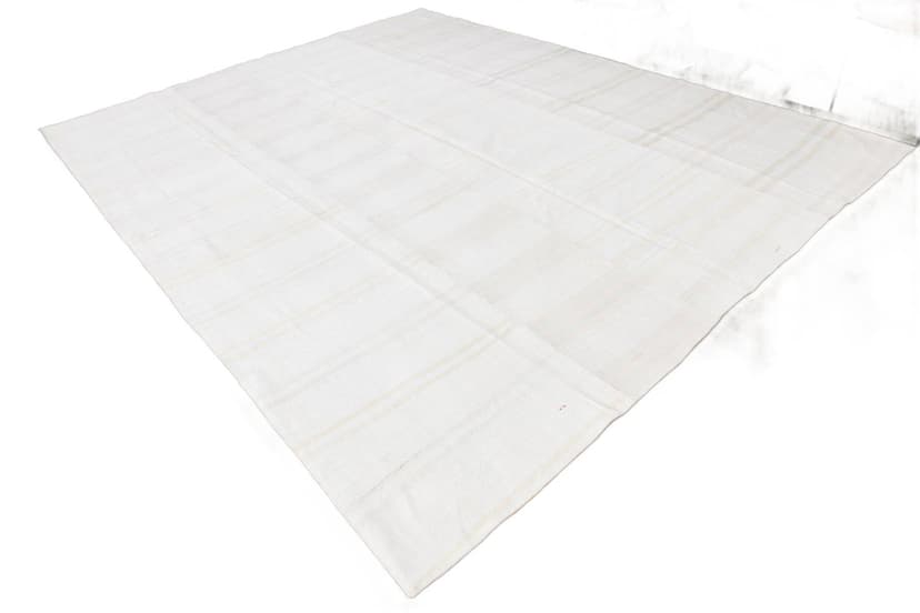 Kilim 395x312 cm, biały, konopie, lata 80.