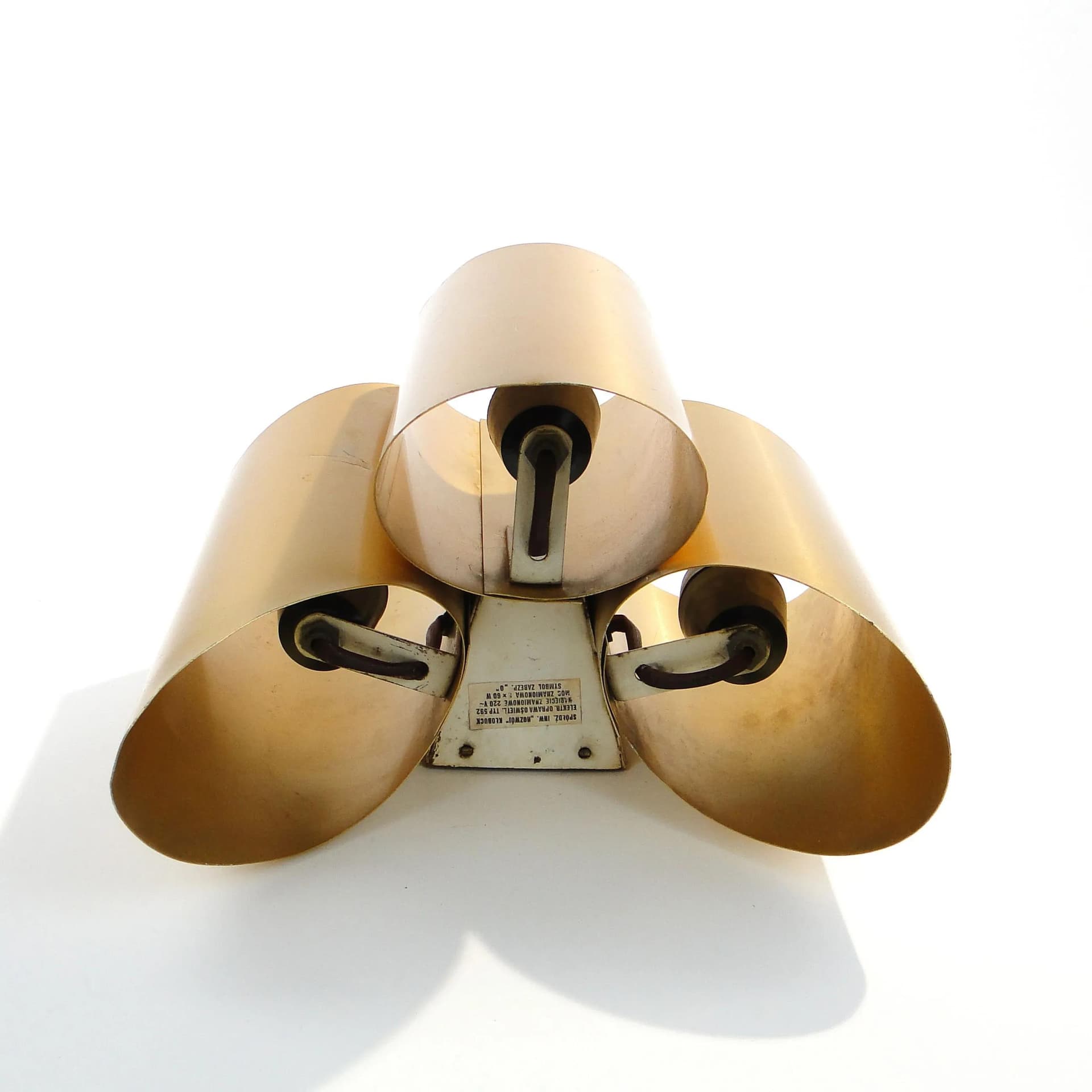 Wall sconce, golden aluminum, Poland, 1970s - 15789