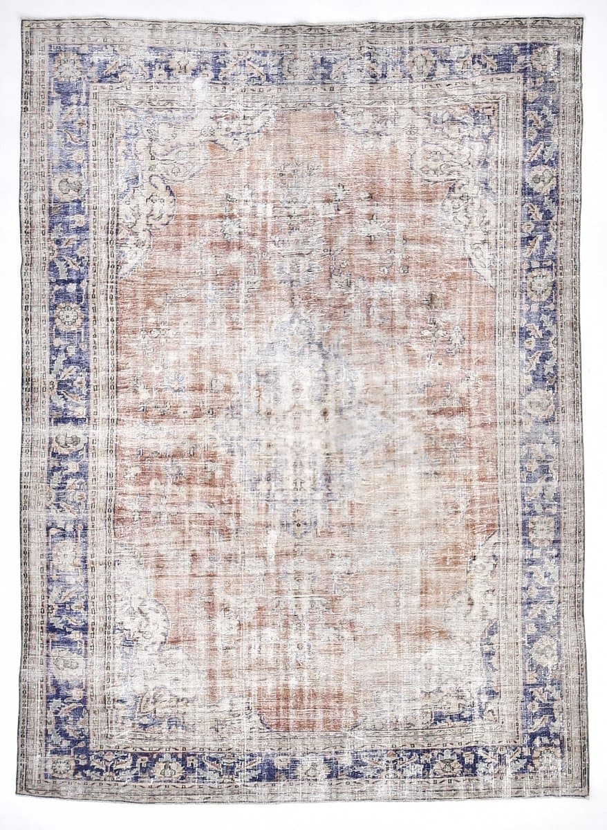 Dywan 350x253 cm, pomarańczowy, niebieski, wełna, lata 60. - 217758