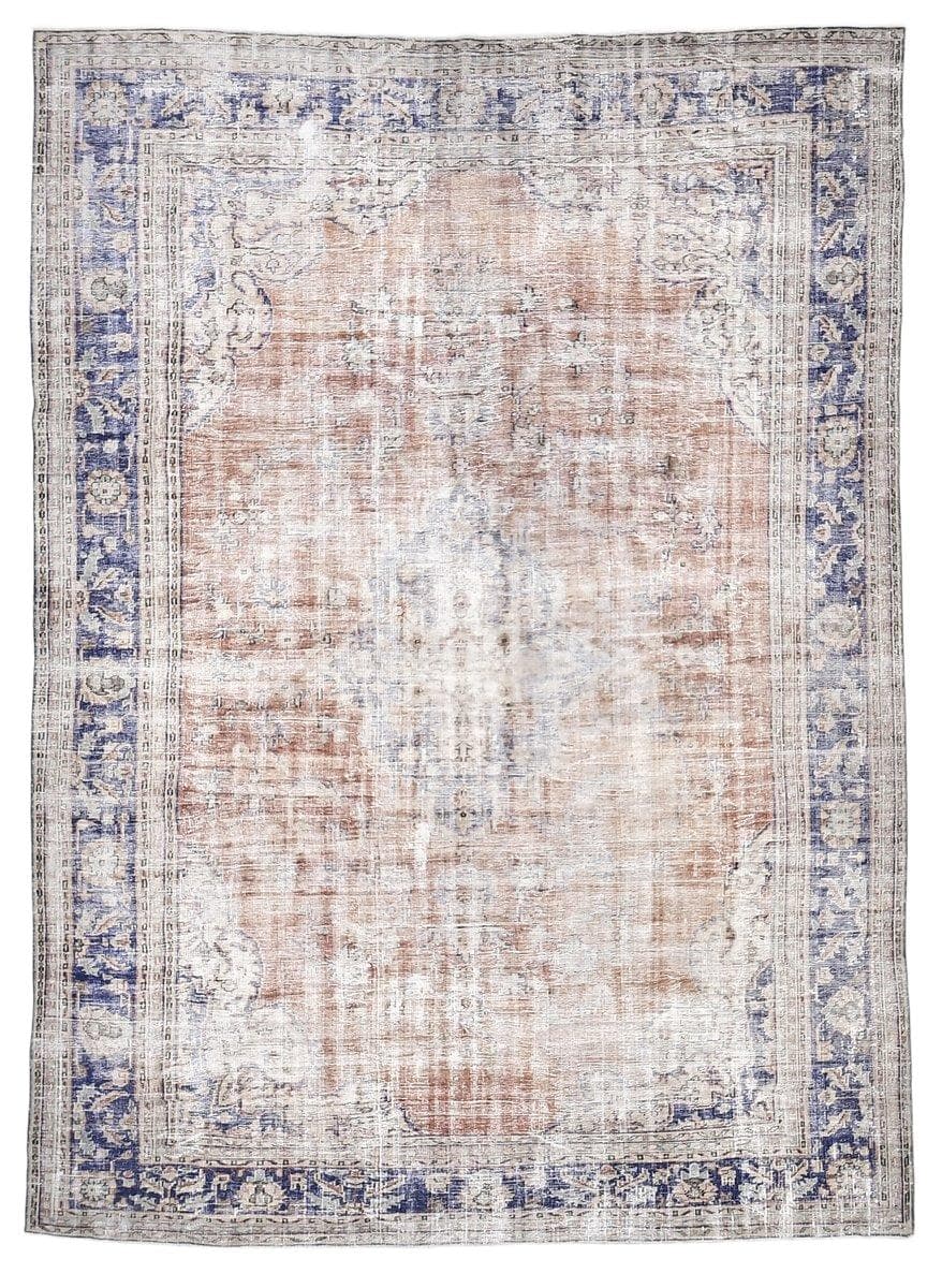 Dywan 350x253 cm, pomarańczowy, niebieski, wełna, lata 60.