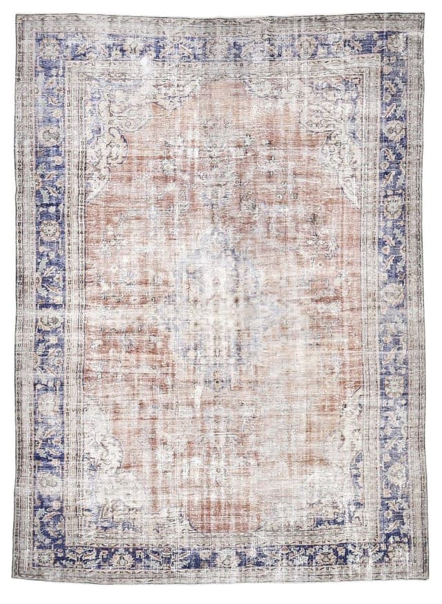 Dywan 350x253 cm, pomarańczowy, niebieski, wełna, lata 60. - WYMIARY