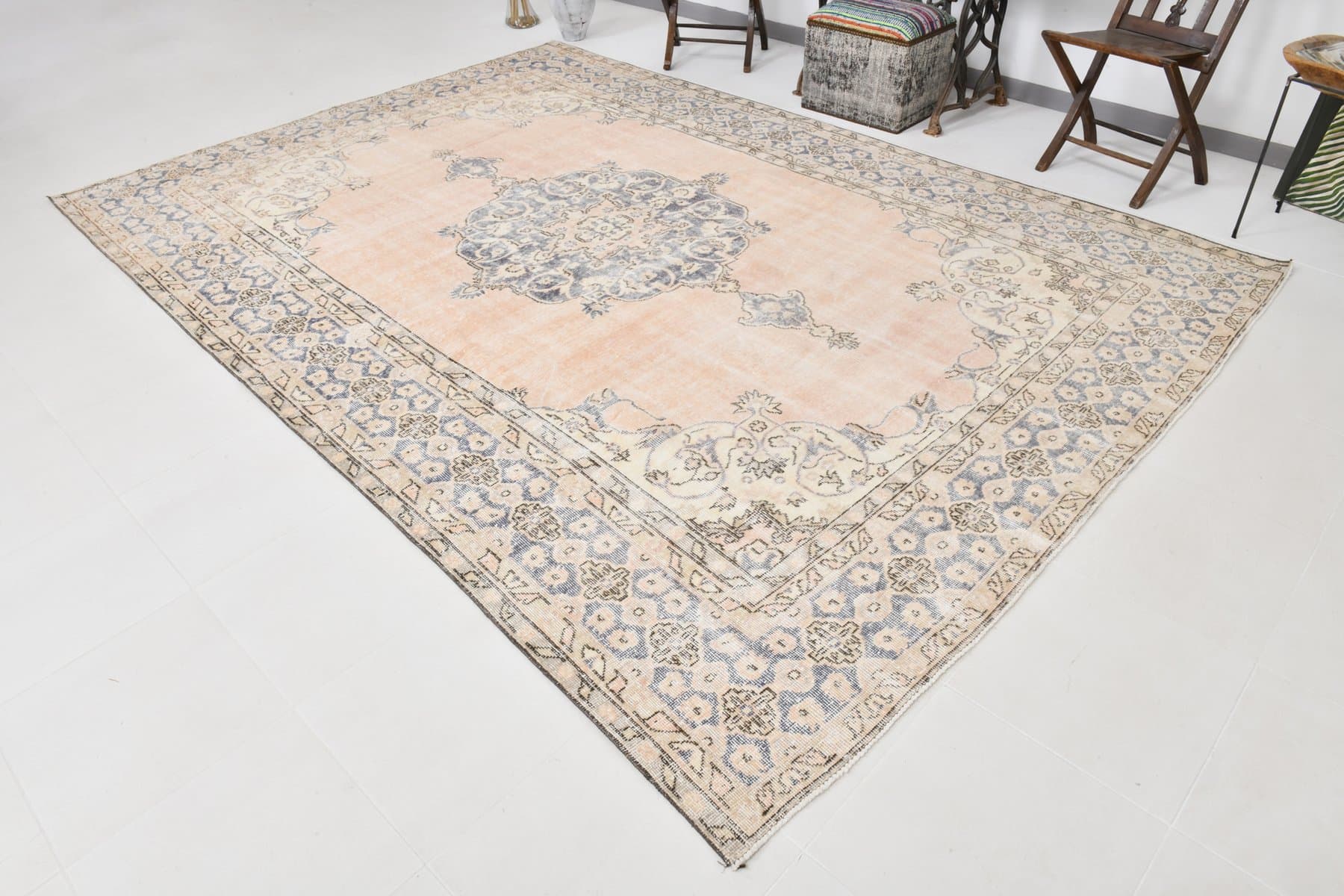 Dywan 240x345 cm, beżowy, wełna, Turcja, lata 70. - 217747