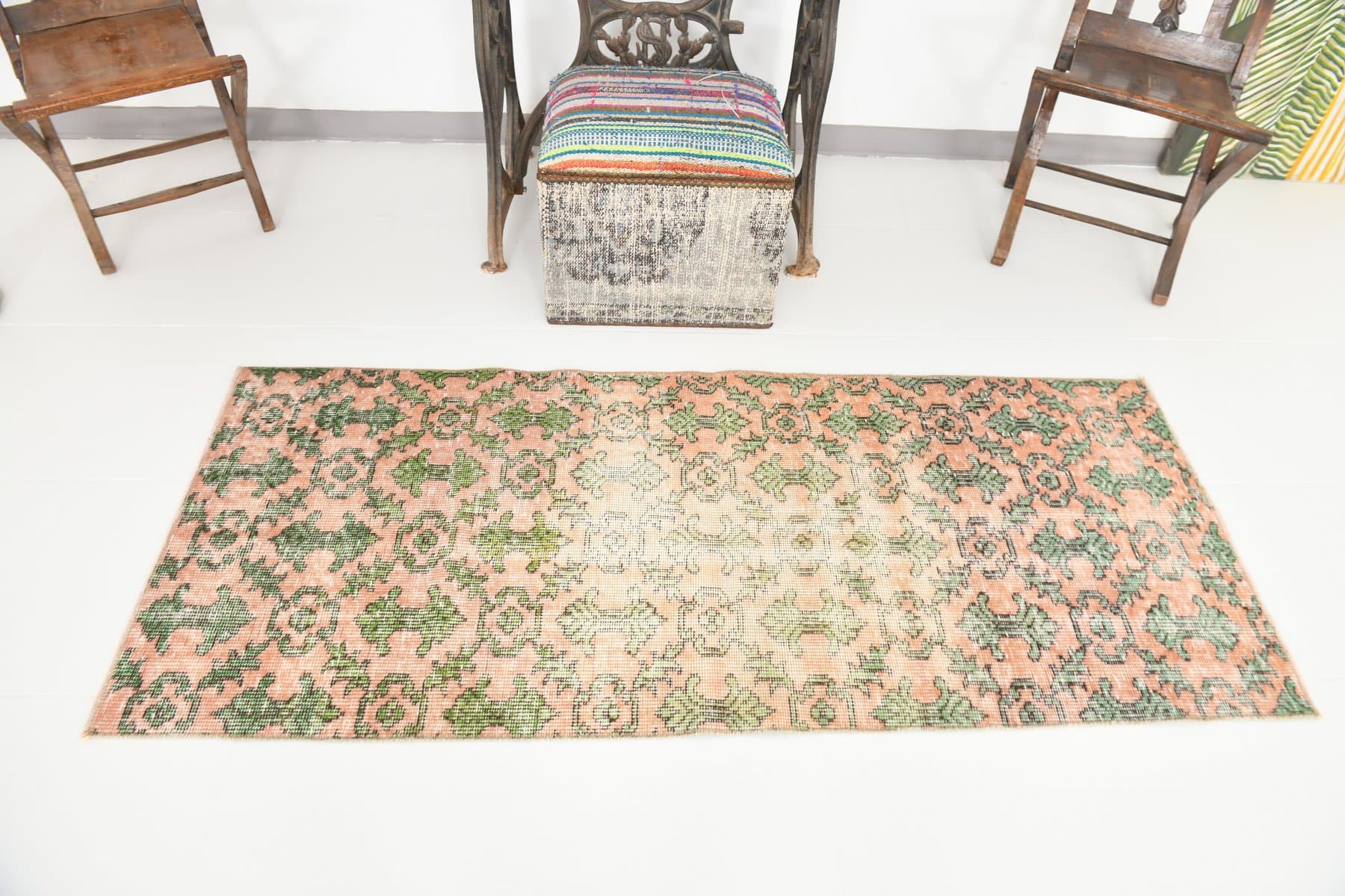 Chodnik 179x74 cm, beżowy, wełna, lata 70. - 217559