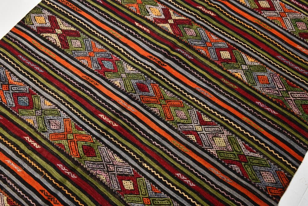 Kilim 176x264 cm, brązowy, wełna, Turcja, lata 70. - 217506