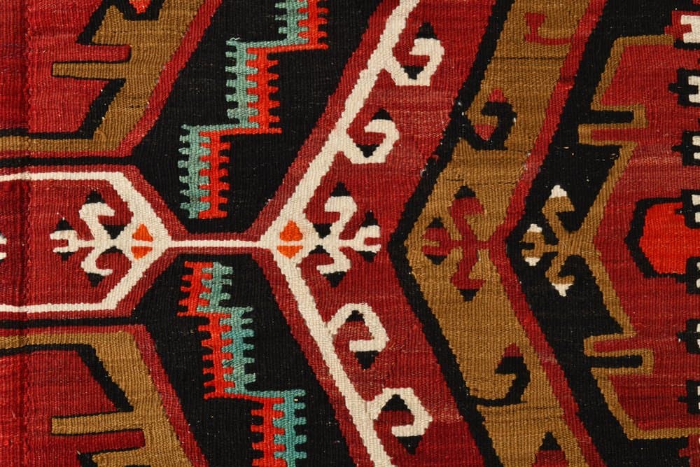 Kilim 136x345 cm, czarny, brązowy, wełna, Turcja, lata 70. - 217500