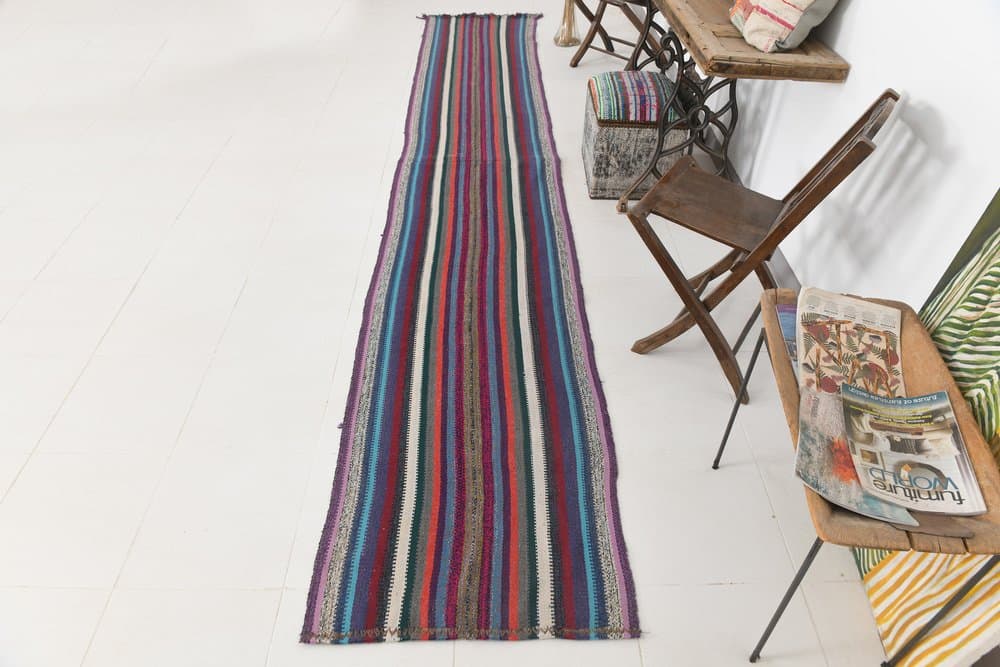 Chodnik 74x435 cm, czarny, czerwony, wełna, Turcja, lata 60. - 217480