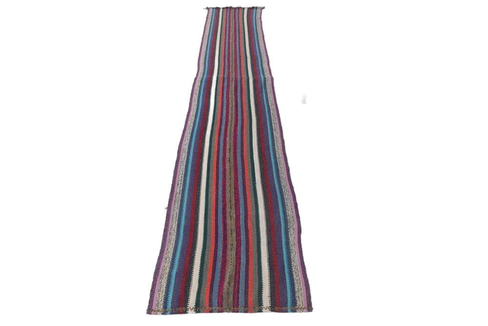 Chodnik 74x435 cm, czarny, czerwony, wełna, Turcja, lata 60.