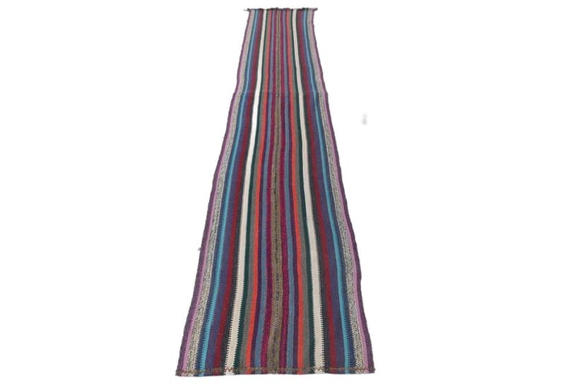 Chodnik 74x435 cm, czarny, czerwony, wełna, Turcja, lata 60.