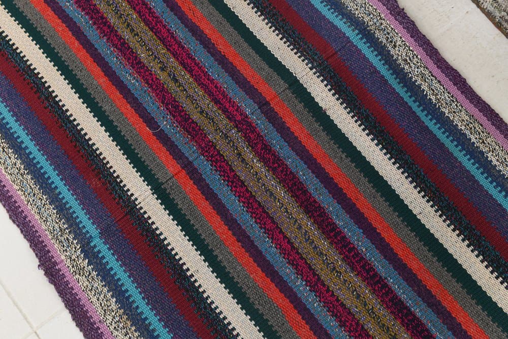 Chodnik 74x435 cm, czarny, czerwony, wełna, Turcja, lata 60. - 217482