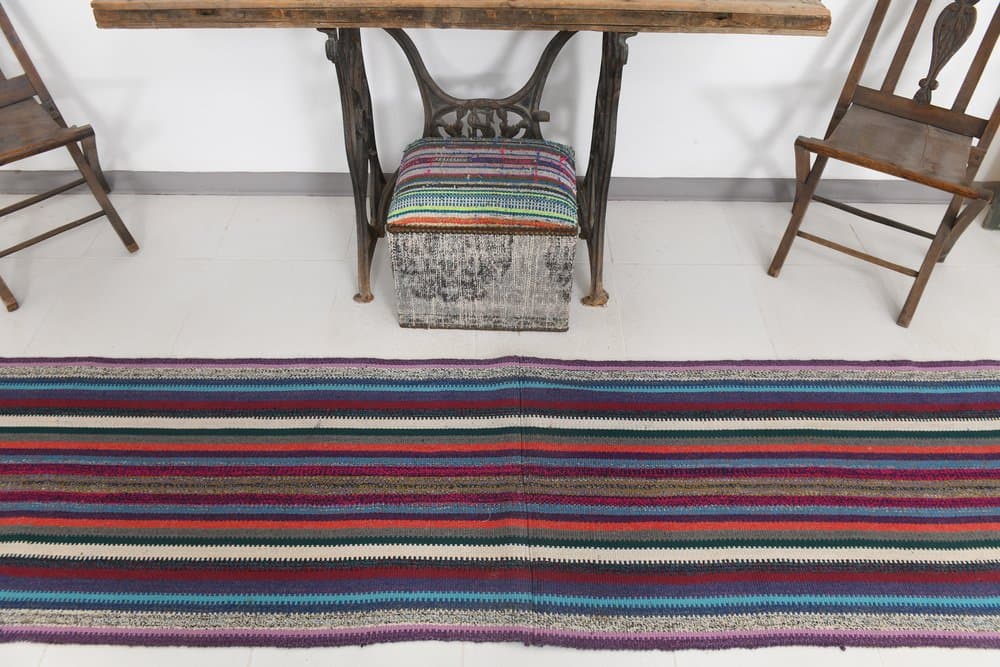 Chodnik 74x435 cm, czarny, czerwony, wełna, Turcja, lata 60. - 217481