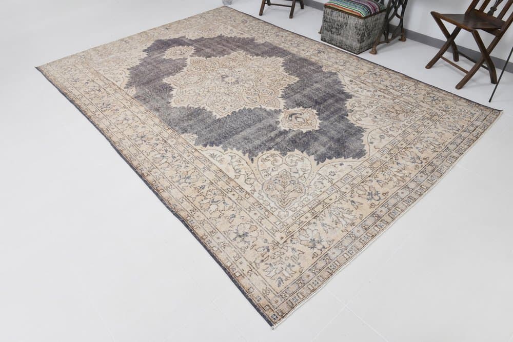 Dywan 331x227 cm, szary, wełna, lata 70. - 217436