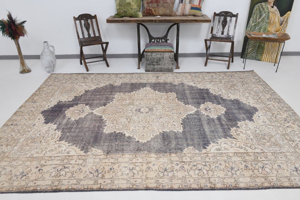 Dywan 331x227 cm, szary, wełna, lata 70. - 217437