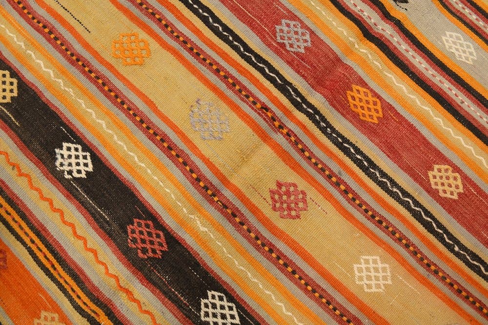 Kilim 171x322 cm, pomarańczowy, czerwony, wełna, Turcja, lata 70. - 217427