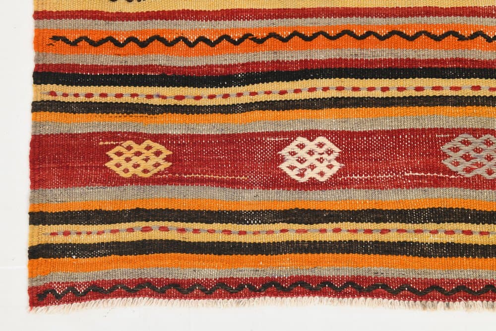 Kilim 171x322 cm, pomarańczowy, czerwony, wełna, Turcja, lata 70. - 217430