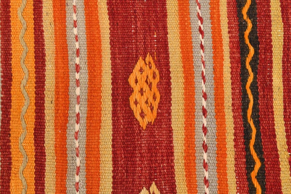 Kilim 171x322 cm, pomarańczowy, czerwony, wełna, Turcja, lata 70. - 217429