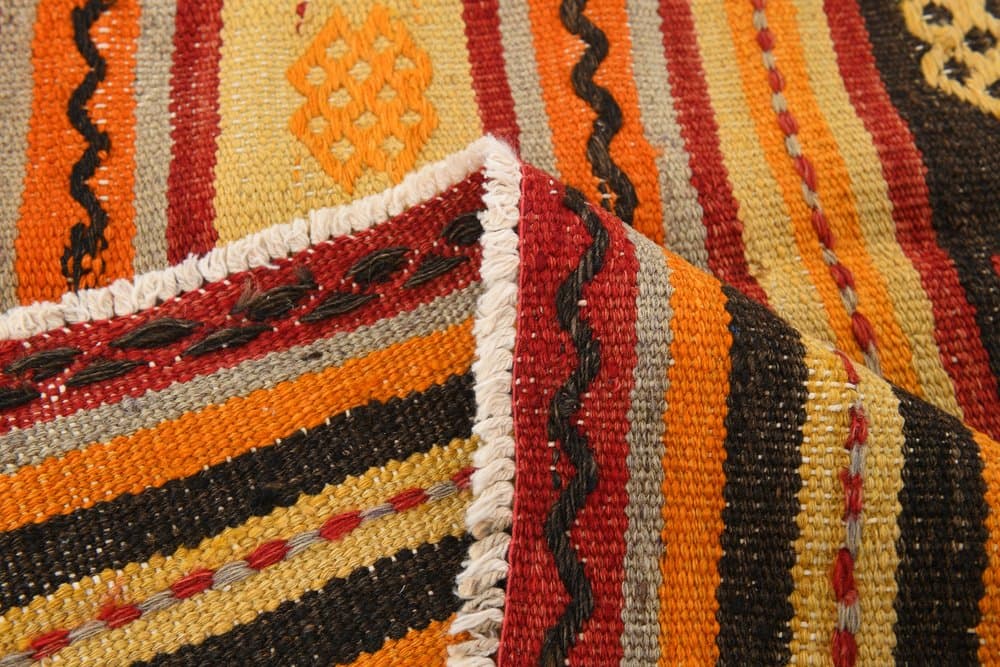 Kilim 171x322 cm, pomarańczowy, czerwony, wełna, Turcja, lata 70. - 217432