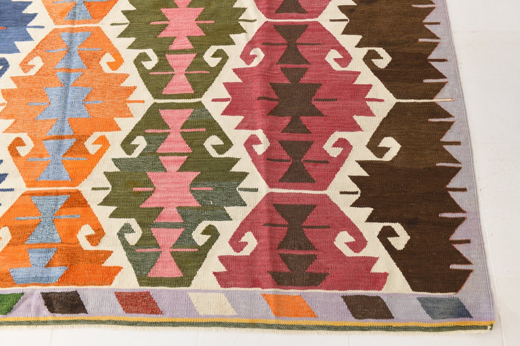 Kilim 368x253 cm, czerwony, zielony, wełna, Turcja, lata 60. - 217367