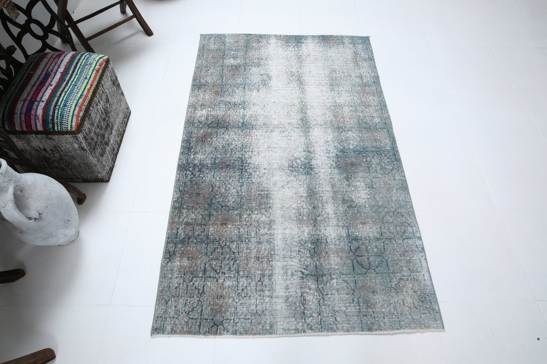 Dywan 179x106 cm, szary, wełna, Turcja, lata 60. - 217190