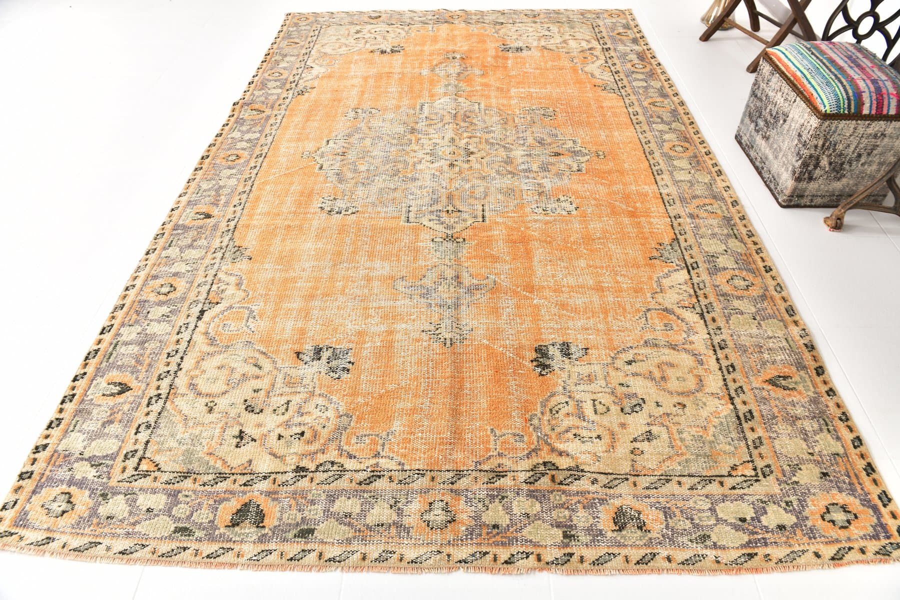 Dywan 194x304 cm, pomarańczowy, wełna, lata 70. - 217160