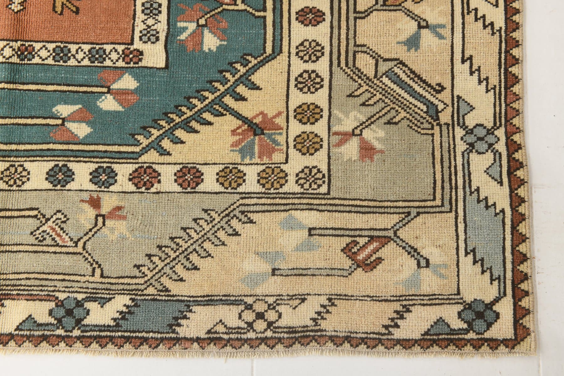 Dywan 146x227 cm, beżowy, wełna, lata 70. - 217156