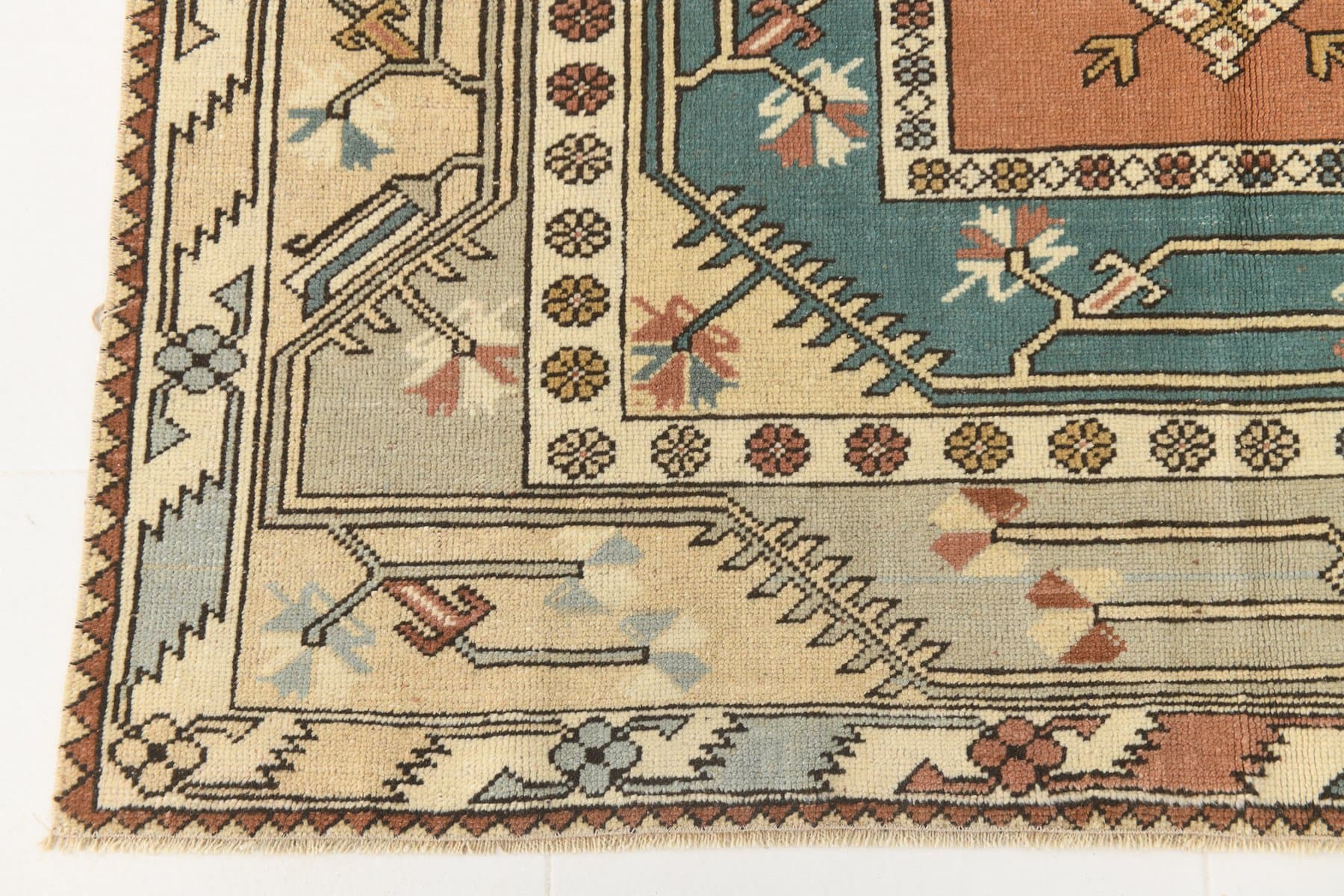 Dywan 146x227 cm, beżowy, wełna, lata 70. - 217155