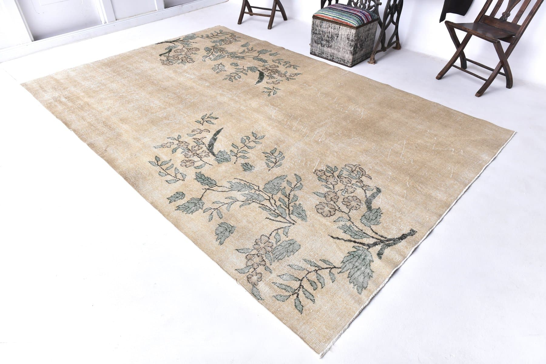 Dywan 208x311 cm, beżowy, wełna, Turcja, lata 60. - 217138