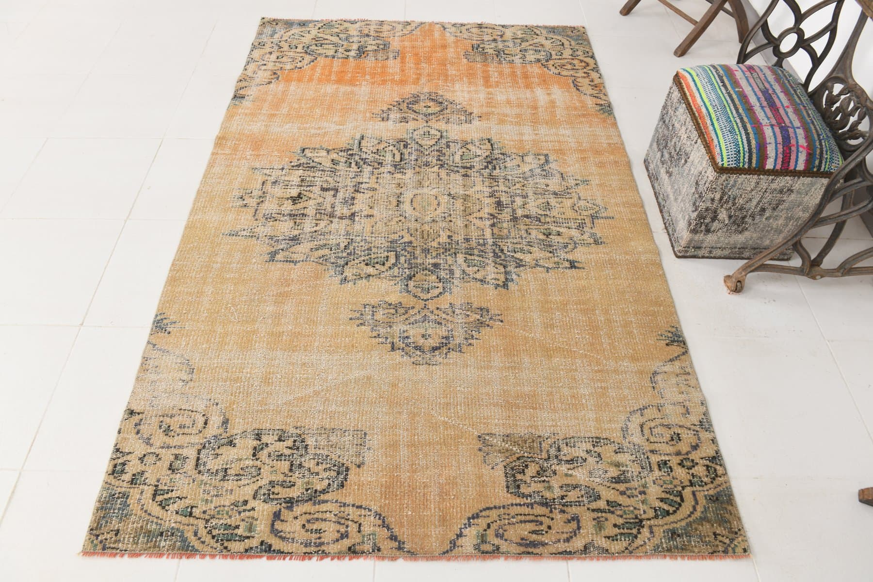 Dywan 224x143 cm, beżowy, wełna, lata 70. - 217121