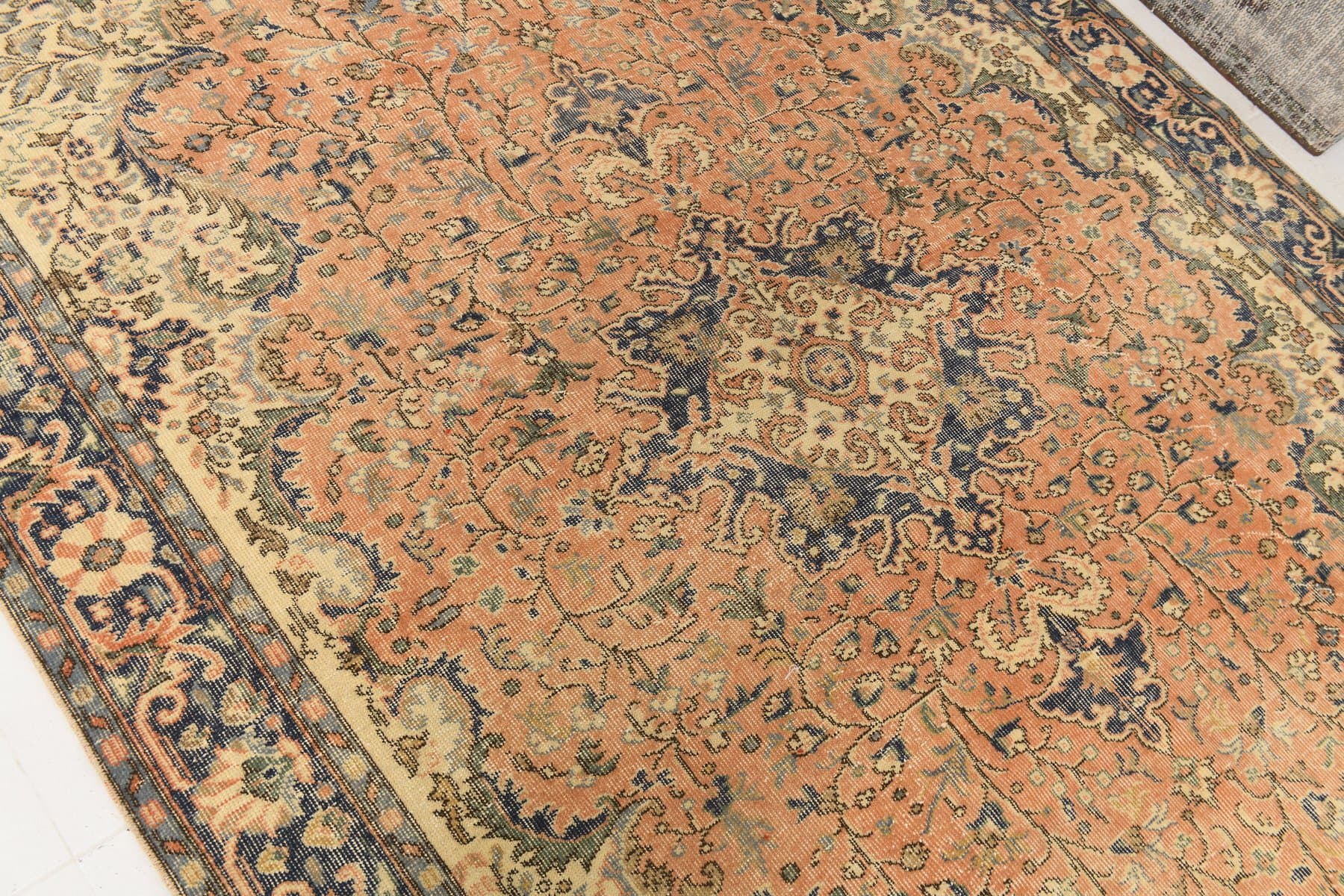 Dywan 288x199 cm, pomarańczowy, granatowy, wełna, lata 70. - 217113