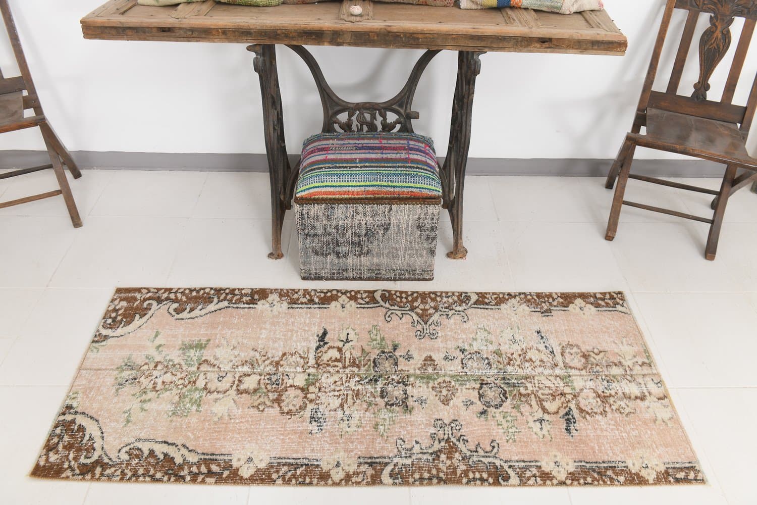 Dywan 173x71 cm, beżowy, wełna, Turcja, lata 70. - 217102