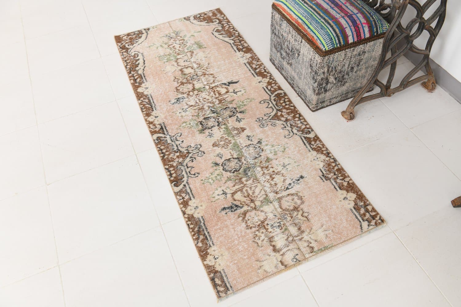 Dywan 173x71 cm, beżowy, wełna, Turcja, lata 70. - 217101