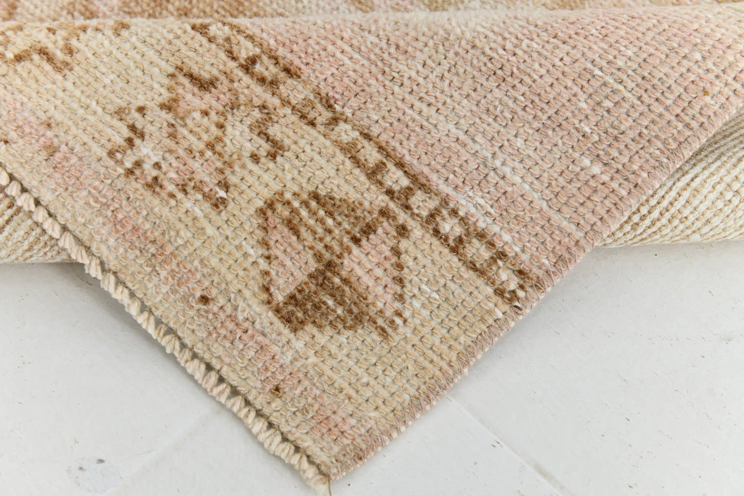 Chodnik 327x70 cm, różowy, wełna, lata 70. - 217089