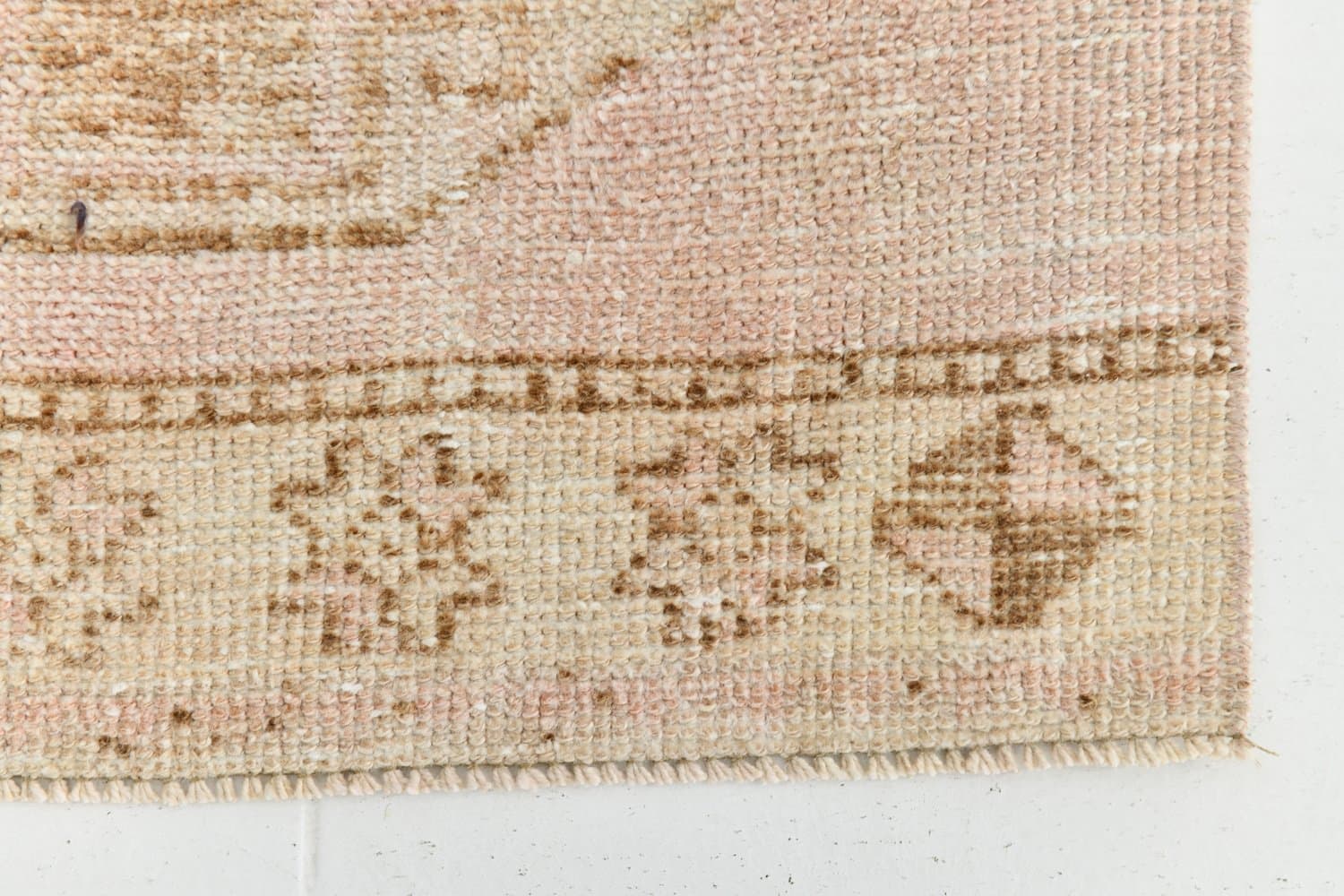 Chodnik 327x70 cm, różowy, wełna, lata 70. - 217097