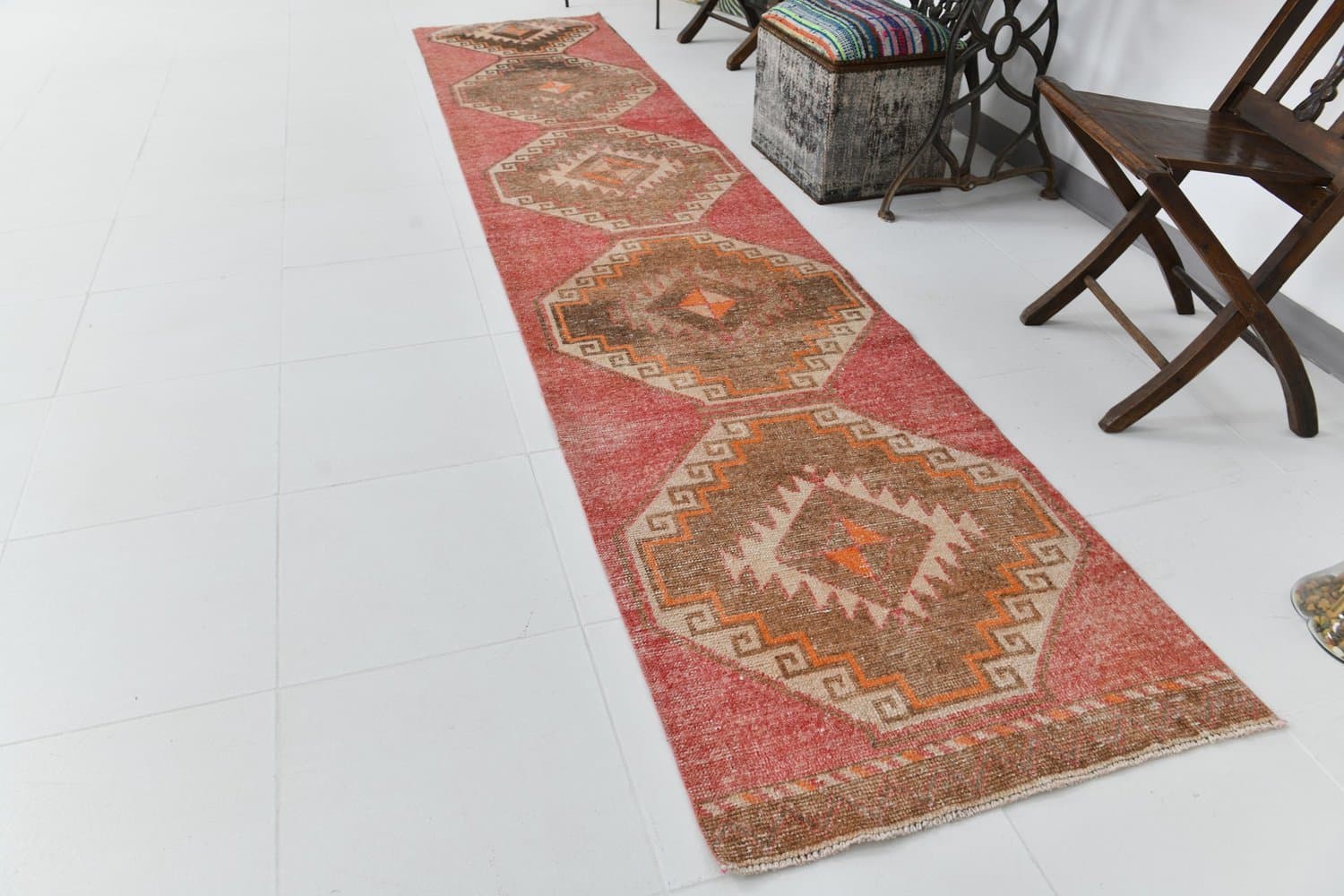 Runner 75x357 cm, red, wool, 1970s - 217086