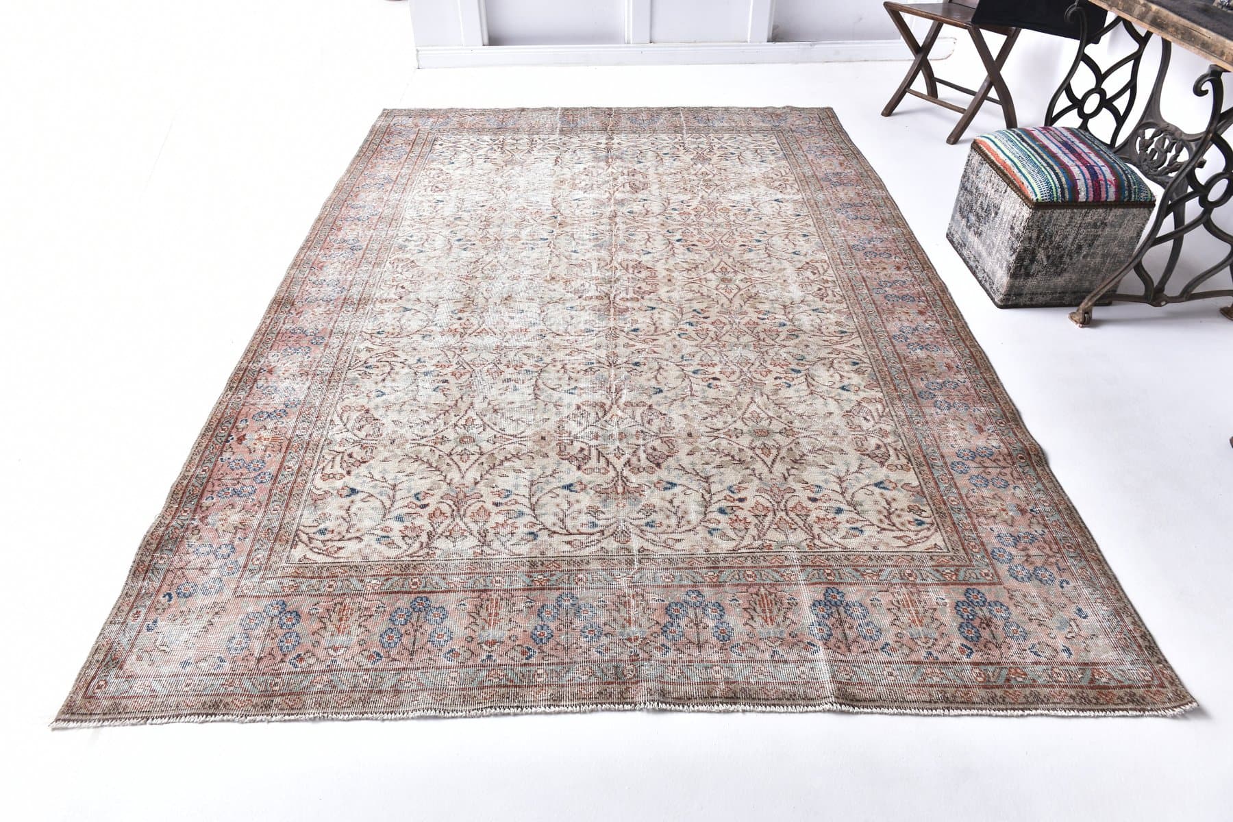 Dywan 301x210 cm, beżowy, wełna, Turcja, lata 70. - 216980